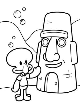 Lula Molusco na Casa de Moai para colorir Desenho de Lula Molusco na Casa de Moai para colorir e imprimir grátis