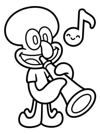 Lula Molusco Tocando Clarinete para colorir Desenho de Lula Molusco Tocando Clarinete para colorir e imprimir grátis