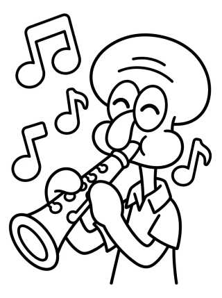 Lula Molusco Tocando Clarinete para colorir Desenho de Lula Molusco Tocando Clarinete para colorir e imprimir grátis