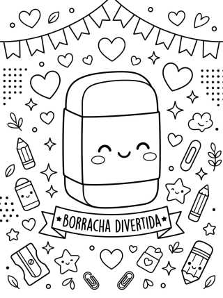 Borracha Kawaii Divertida para colorir Desenho de Borracha Kawaii Divertida para colorir e imprimir grátis
