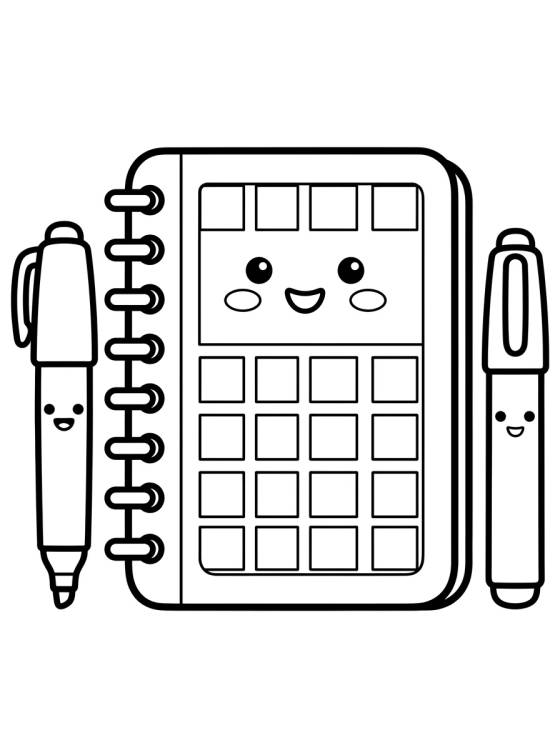 Caderno Sorridente com Canetinhas para colorir Desenho de Caderno Sorridente com Canetinhas para colorir e imprimir grátis