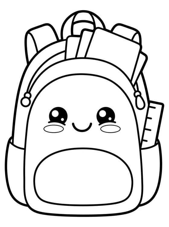 Mochila Escolar Fofa Kawaii para colorir Desenho de Mochila Escolar Fofa Kawaii para colorir e imprimir grátis