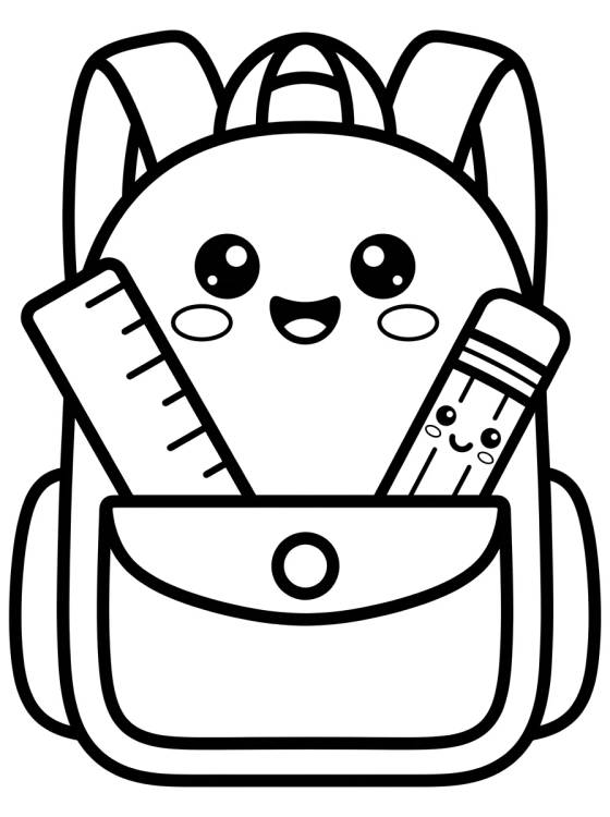Mochila Sorridente e Acessórios para colorir Desenho de Mochila Sorridente e Acessórios para colorir e imprimir grátis