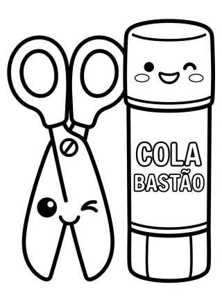 Tesoura Sem Ponta e Cola Bastão para colorir Desenho de Tesoura Sem Ponta e Cola Bastão para colorir e imprimir grátis