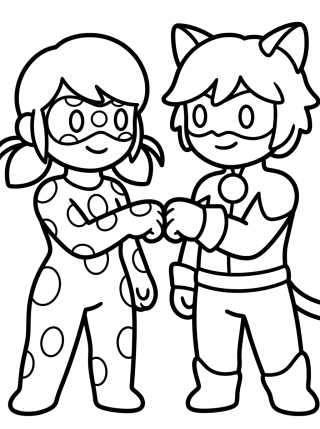 Ladybug e Cat Noir Juntos para colorir Desenho de Ladybug e Cat Noir Juntos para colorir e imprimir grátis