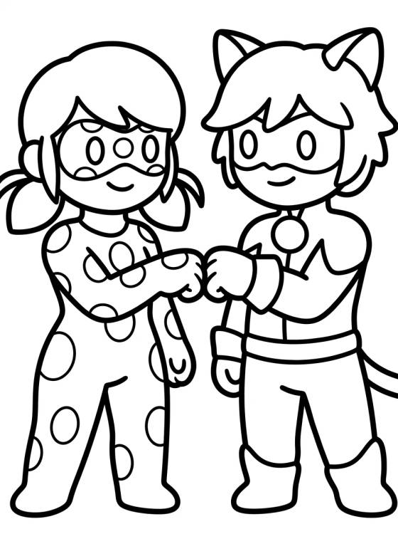 Ladybug e Cat Noir Juntos para colorir Desenho de Ladybug e Cat Noir Juntos para colorir e imprimir grátis