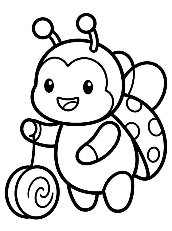 Ladybug Fofa com Yo-yo para colorir Desenho de Ladybug Fofa com Yo-yo para colorir e imprimir grátis