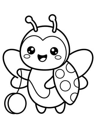 Ladybug Kawaii Sorrindo para colorir Desenho de Ladybug Kawaii Sorrindo para colorir e imprimir grátis