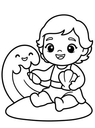 Moana Bebê Fofa no Mar para colorir Desenho de Moana Bebê Fofa no Mar para colorir e imprimir grátis