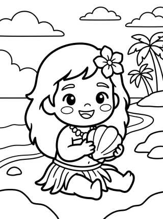 Moana Bebê na Praia para colorir Desenho de Moana Bebê na Praia para colorir e imprimir grátis