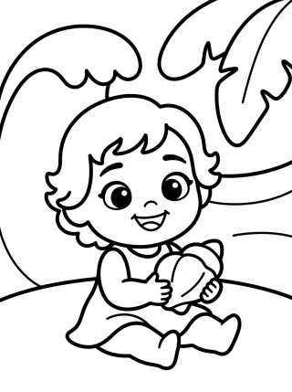 Moana Bebê no Oceano para colorir Desenho de Moana Bebê no Oceano para colorir e imprimir grátis