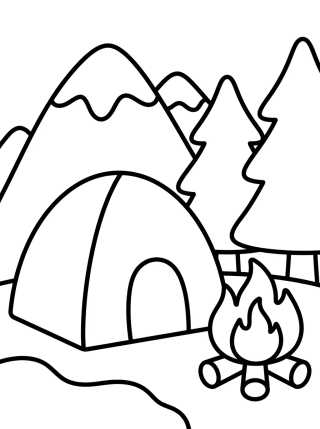 Acampamento ao Pé da Montanha para colorir Desenho de Acampamento ao Pé da Montanha para colorir e imprimir grátis