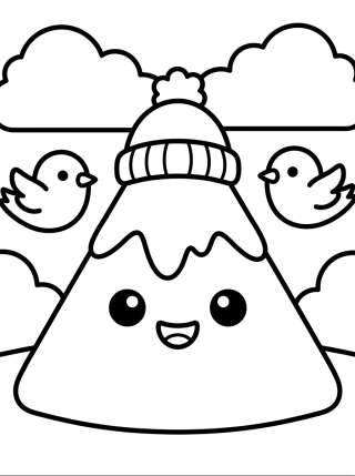 Coleção de desenhos para colorir: Montanhas Fofas