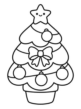 Árvore de Natal Fofa Decorada para colorir Desenho de Árvore de Natal Fofa Decorada para colorir e imprimir grátis
