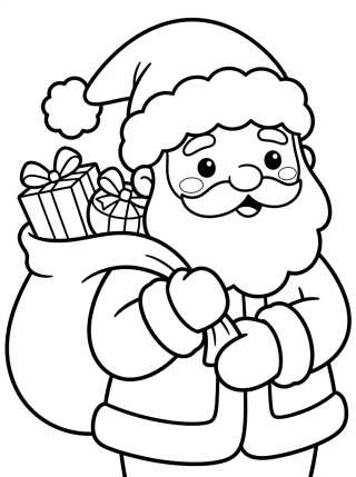 Papai Noel Fofo com Presentes para colorir Desenho de Papai Noel Fofo com Presentes para colorir e imprimir grátis