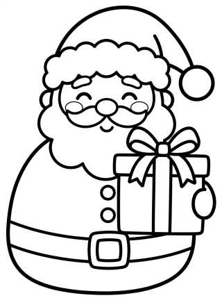 Papai Noel Kawaii com Presente para colorir Desenho de Papai Noel Kawaii com Presente para colorir e imprimir grátis