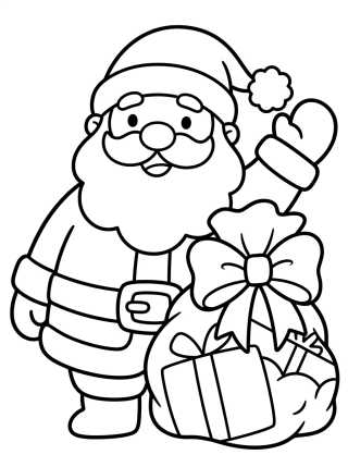 Papai Noel Kawaii com Saco de Presentes para colorir Desenho de Papai Noel Kawaii com Saco de Presentes para colorir e imprimir grátis