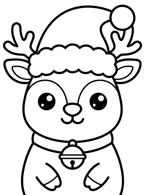 Rena de Natal Kawaii para colorir Desenho de Rena de Natal Kawaii para colorir e imprimir grátis