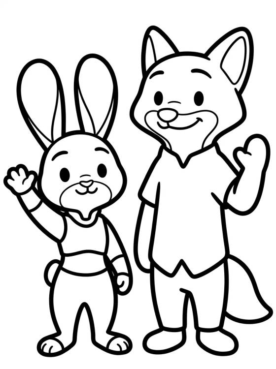 Nick Wilde e Judy Hopps Amigos para colorir Desenho de Nick Wilde e Judy Hopps Amigos para colorir e imprimir grátis