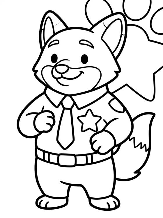 Nick Wilde Policial Kawaii para colorir Desenho de Nick Wilde Policial Kawaii para colorir e imprimir grátis