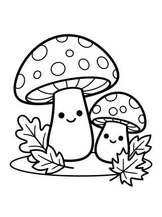 Cogumelos e Folhas de Outono para colorir Desenho de Cogumelos e Folhas de Outono para colorir e imprimir grátis