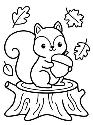 Esquilo Fofo no Outono para colorir Desenho de Esquilo Fofo no Outono para colorir e imprimir grátis