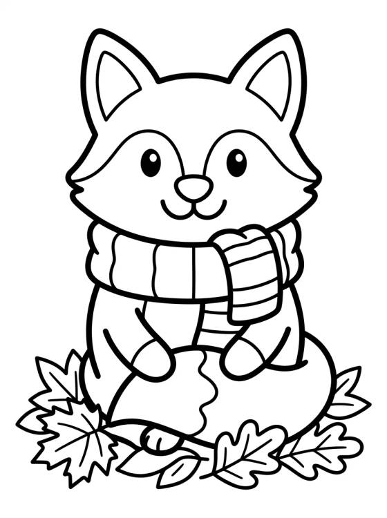 Raposinha de Cachecol no Outono para colorir Desenho de Raposinha de Cachecol no Outono para colorir e imprimir grátis