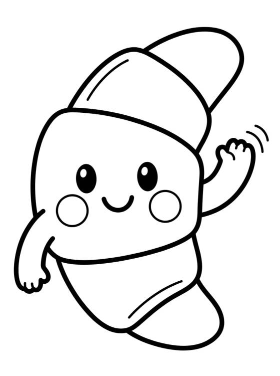 Croissant Fofinho para colorir Desenho de Croissant Fofinho para colorir e imprimir grátis