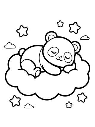 Panda Bebê Dormindo na Nuvem para colorir Desenho de Panda Bebê Dormindo na Nuvem para colorir e imprimir grátis