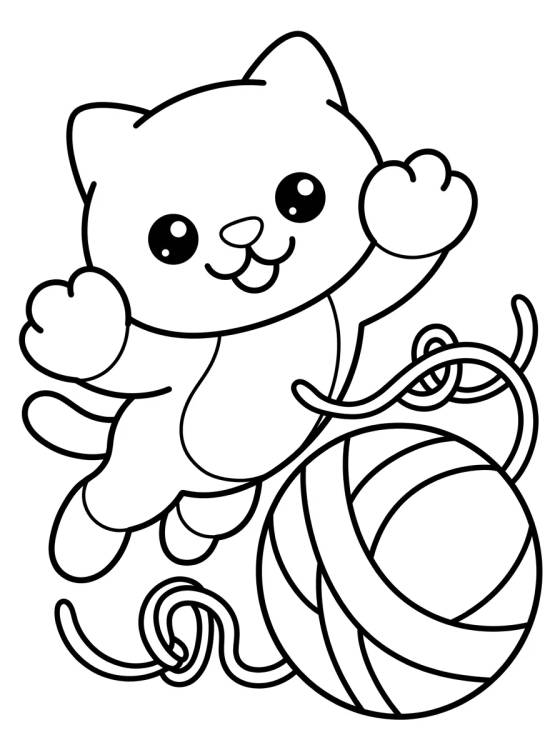 Pandy Gato Brincando com Bola de Lã para colorir Desenho de Pandy Gato Brincando com Bola de Lã para colorir e imprimir grátis