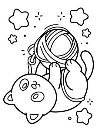 Pandy Gato Brincando com Novelo de Lã para colorir Desenho de Pandy Gato Brincando com Novelo de Lã para colorir e imprimir grátis