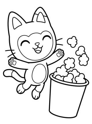 Pandy Gato Brincando com Pipoca para colorir Desenho de Pandy Gato Brincando com Pipoca para colorir e imprimir grátis