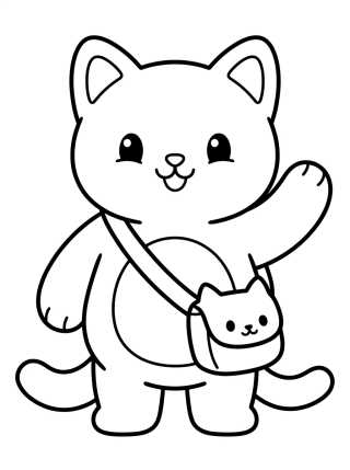 Pandy Gato com Bolsinha Fofa para colorir Desenho de Pandy Gato com Bolsinha Fofa para colorir e imprimir grátis
