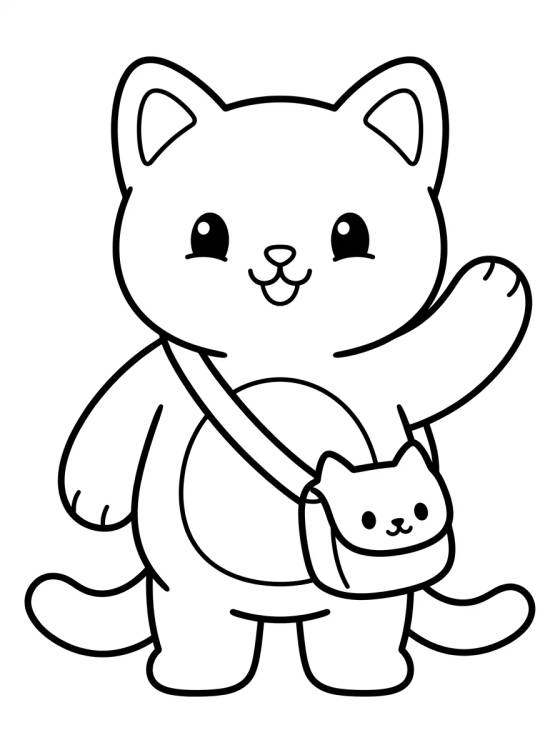 Pandy Gato com Bolsinha Fofa para colorir Desenho de Pandy Gato com Bolsinha Fofa para colorir e imprimir grátis