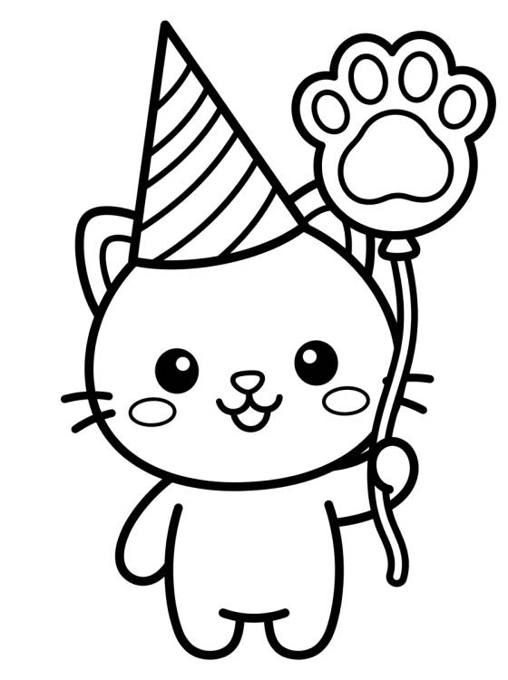 Pandy Gato com Chapéu de Festa para colorir Desenho de Pandy Gato com Chapéu de Festa para colorir e imprimir grátis