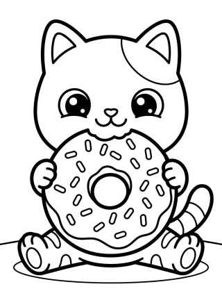 Pandy Gato com Lanchinho de Rosquinha para colorir Desenho de Pandy Gato com Lanchinho de Rosquinha para colorir e imprimir grátis