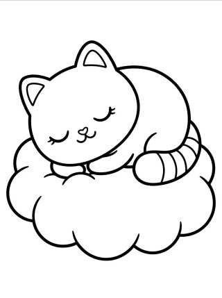 Pandy Gato Dormindo na Nuvem para colorir Desenho de Pandy Gato Dormindo na Nuvem para colorir e imprimir grátis