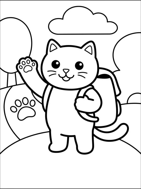 Pandy Gato Mochileiro Aventureiro para colorir Desenho de Pandy Gato Mochileiro Aventureiro para colorir e imprimir grátis