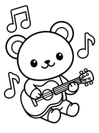 Pandy Gato Tocando Violão para colorir Desenho de Pandy Gato Tocando Violão para colorir e imprimir grátis