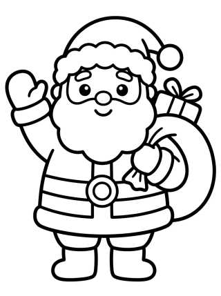 Papai Noel Acenando Fofo para colorir Desenho de Papai Noel Acenando Fofo para colorir e imprimir grátis