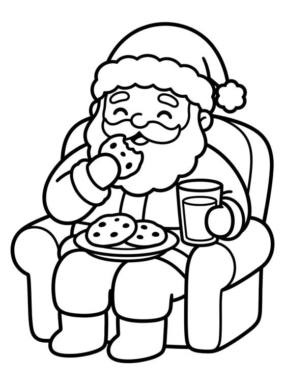 Papai Noel Comendo Biscoitos para colorir Desenho de Papai Noel Comendo Biscoitos para colorir e imprimir grátis