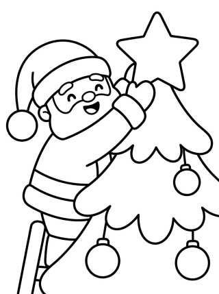 Papai Noel e a Árvore de Natal para colorir Desenho de Papai Noel e a Árvore de Natal para colorir e imprimir grátis