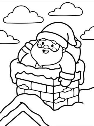 Papai Noel na Chaminé para colorir Desenho de Papai Noel na Chaminé para colorir e imprimir grátis