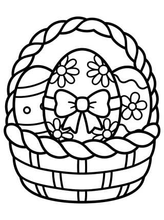 Cesta de Ovos de Páscoa Decorados para colorir Desenho de Cesta de Ovos de Páscoa Decorados para colorir e imprimir grátis