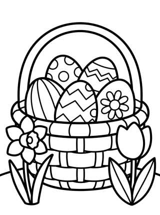 Cesta de Ovos de Páscoa Decorados para colorir Desenho de Cesta de Ovos de Páscoa Decorados para colorir e imprimir grátis