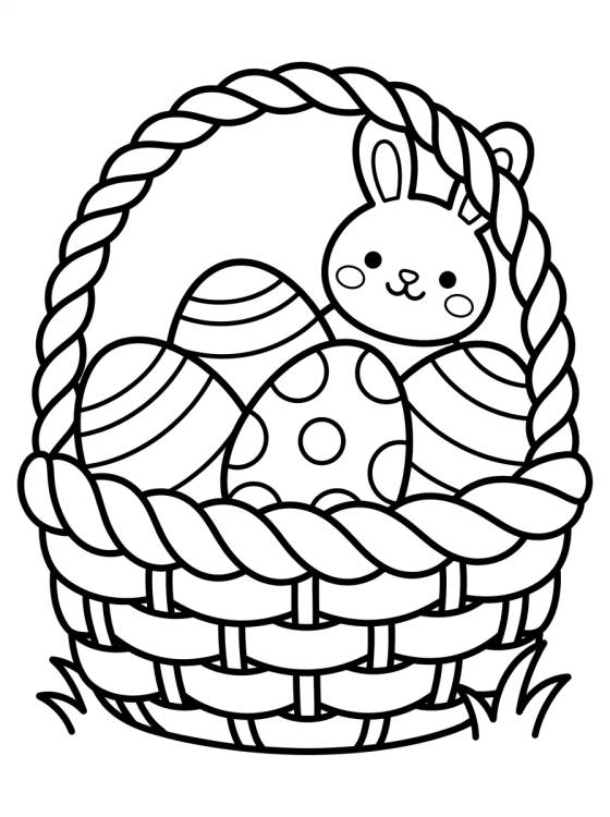Cesta de Ovos de Páscoa Decorados para colorir Desenho de Cesta de Ovos de Páscoa Decorados para colorir e imprimir grátis