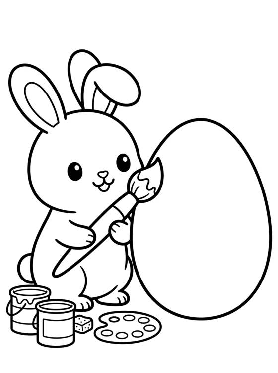 Coelhinha Pintando Ovo de Páscoa para colorir Desenho de Coelhinha Pintando Ovo de Páscoa para colorir e imprimir grátis