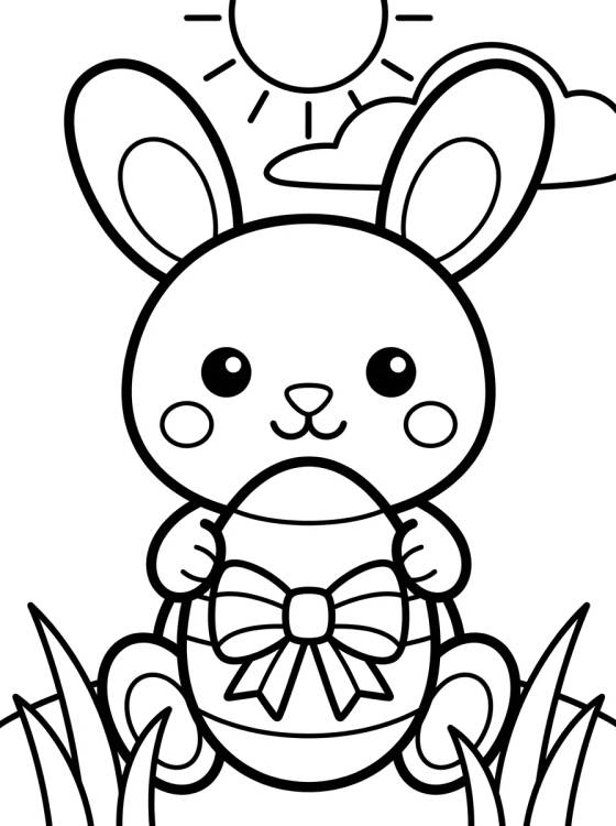 Coelhinho com Ovo de Páscoa para colorir Desenho de Coelhinho com Ovo de Páscoa para colorir e imprimir grátis