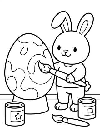 Coelho Pintando Ovo de Páscoa para colorir Desenho de Coelho Pintando Ovo de Páscoa para colorir e imprimir grátis