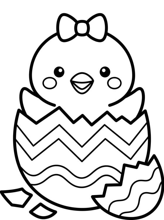 Pintainho Saindo do Ovo de Páscoa para colorir Desenho de Pintainho Saindo do Ovo de Páscoa para colorir e imprimir grátis